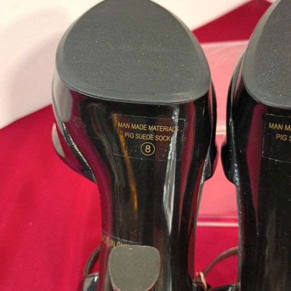 Ellie Shiny Black Strappy Heels - Picture 8 of 11